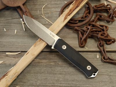 LionSTEEL Bushcraft B40 4" Fixed Blade / Black G10 / Stonewash Sleipner