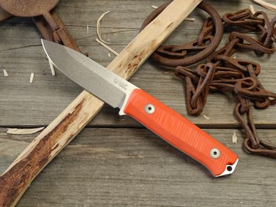 LionSTEEL Bushcraft B40 4" Fixed Blade / Orange G10 / Stonewash Sleipner