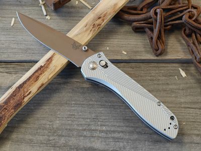 Benchmade Seven / Ten 4" Axis Lock Folding Blade / Stonewash Aluminum / Flat Dark Earth CPM-S90V