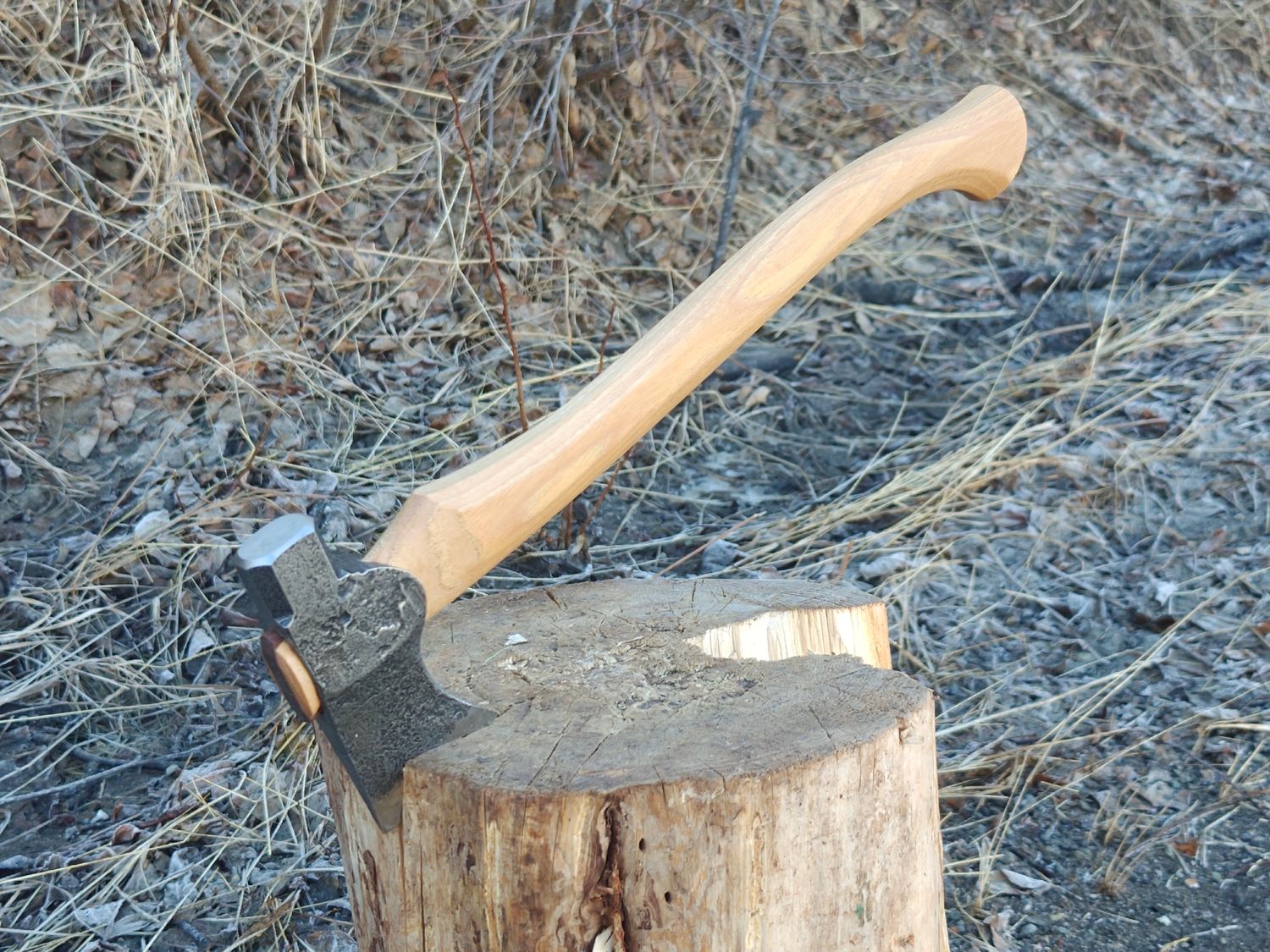 Hoffman Blacksmithing Trapper's Hatchet / 19" Octagonal Hickory Handle W/ Bulb End / 1.5 Lbs 4142 Chromium Molybdenum Alloy