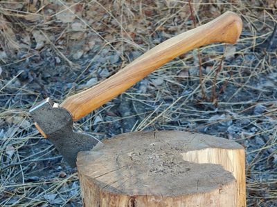 Hoffman Blacksmithing Mountains to Sea Axe / 15" Oval Hickory Handle W/ Bulb End / 1.25 Lbs 4142 Chromium Molybdenum Alloy
