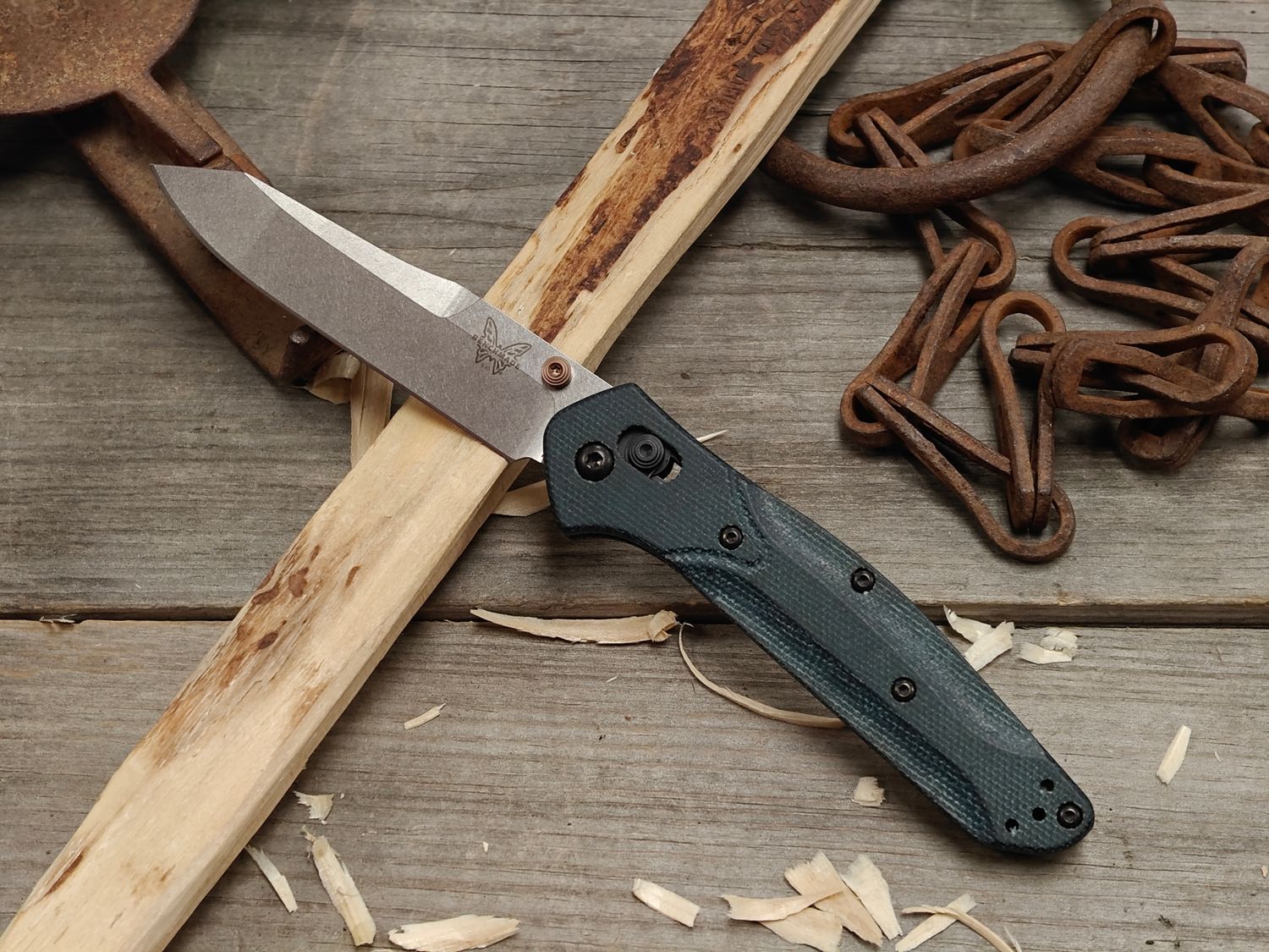 Benchmade Osborne 3.4" AXIS Lock Knife / Denim Micarta / Stonewash Bohler M390