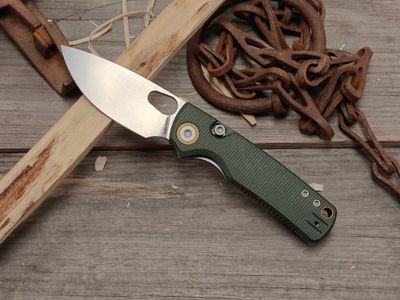 Vosteed Porcupine 3" Top Liner Lock Folding / Green Micarta / Stonewash Sandvik 14C28N