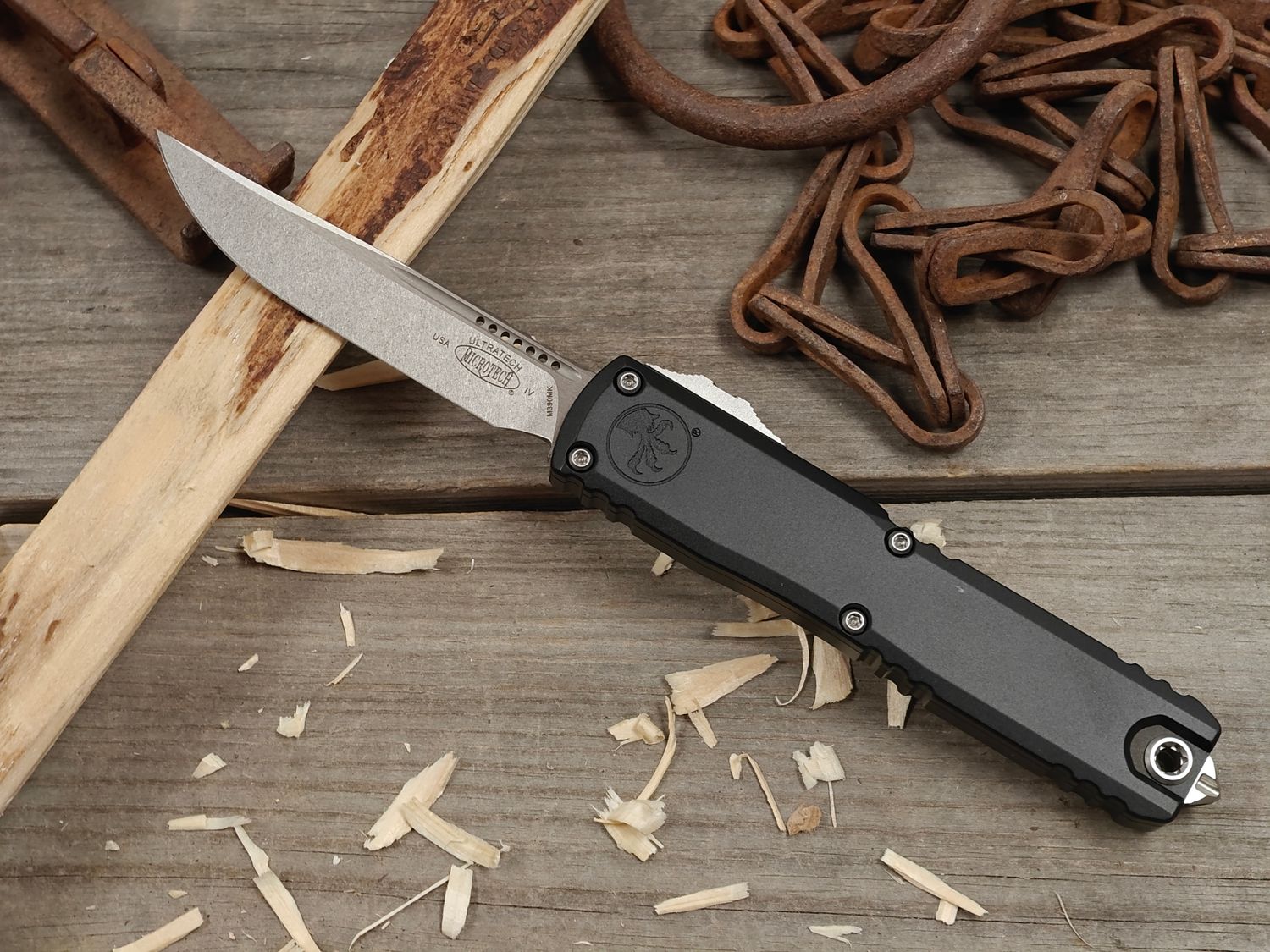 Microtech Ultratech Gen IV S/E 3.5" OTF Automatic / Black Aluminum / Stonewash Bohler M390MK