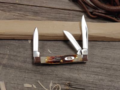 Case Small Stockman Clip Point, Spey, &amp; Pen Folding Blades / Red Stag / Polished Tru-Sharp Stainless Steel