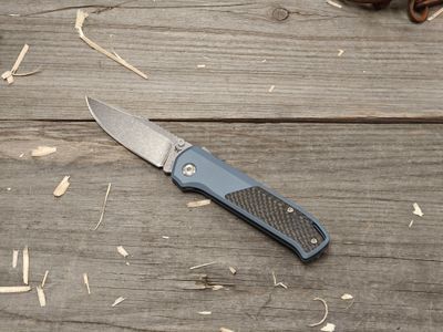 Flytanium Arcade 3.2" Shark-Lock Folder / Blue Aluminum w/ Carbon fiber / Stonewash CPM-S35VN