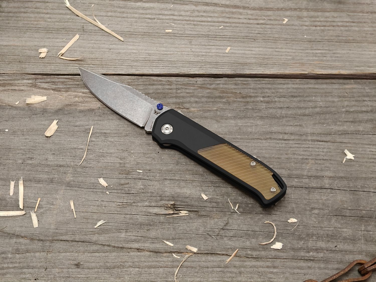 Flytanium Arcade 3.2" Shark-Lock Folder / Black Aluminum w/ Ultem / Stonewash CPM-S35VN