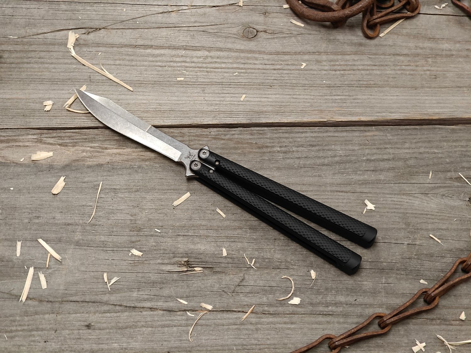 Flytanium Talisong Z 4.5" Balisong / Black Aluminum / Satin AEB-L