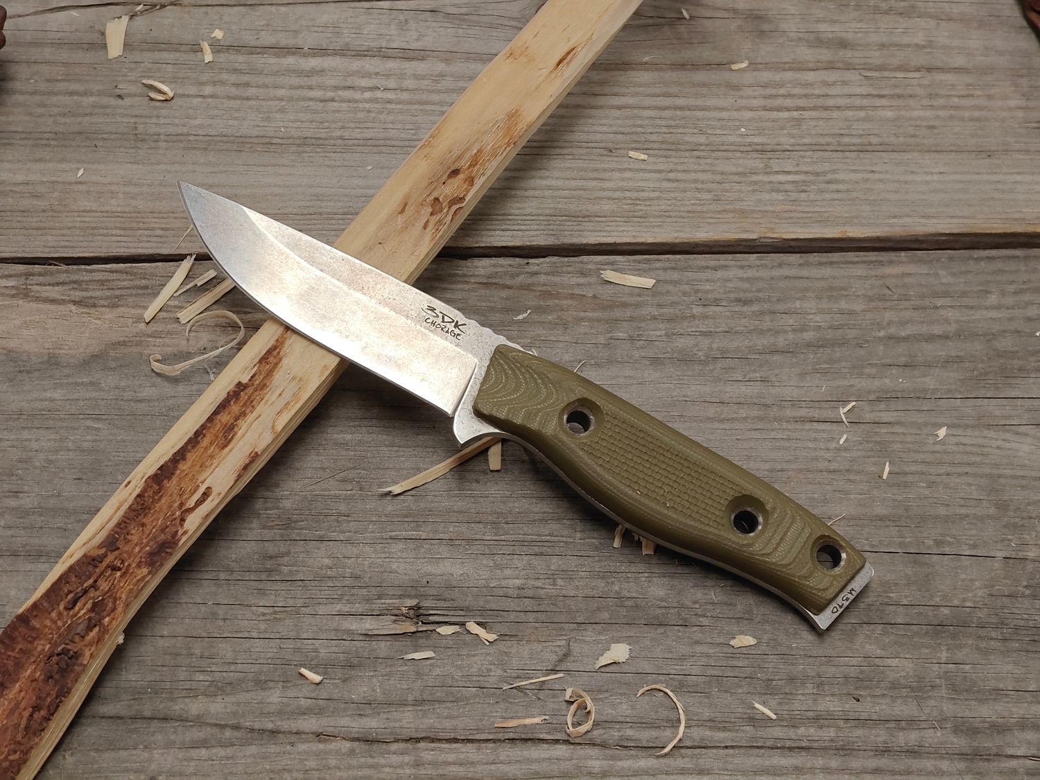 3DK MAK 4" Fixed Drop Point / V1 Green G10 / Stonewash M390 / Leather Sheath