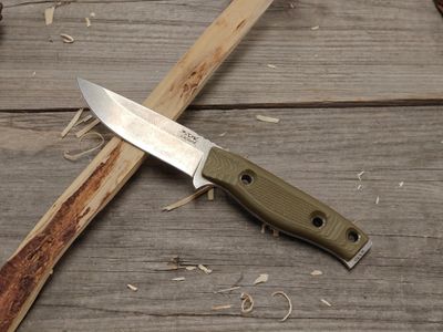 3DK MAK 4" Fixed Drop Point / V1 Green G10 / Stonewash M390 / Leather Sheath