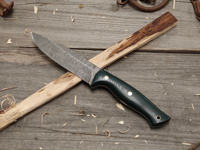 Isley Blades Model 4 5" Fixed Blade / Green G10  / Acidwash 14C28N (Pre-Owned)