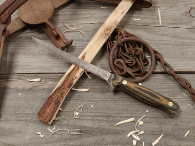 Great Northern Knives 6" Fillet Knife / Camo Micarta / Satin 14C28N / Leather Sheath