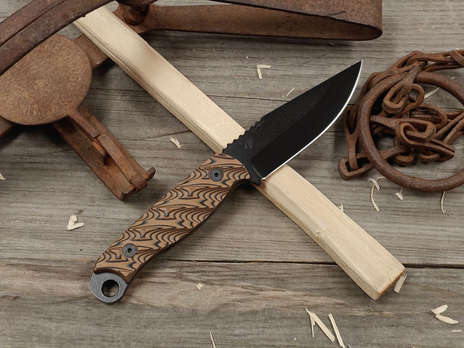 Half Face Blade Crow Jr. 4" Fixed Blade / Rocky Mountain Textured Coyoted G10 / Black Cerakote Stainless Steel (Pre-Owned)