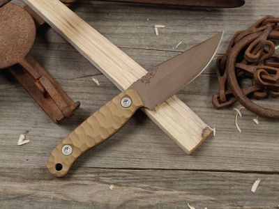 Half Face Blades Featherlite 3.5" Fixed Blade / Desert Tan G10 / Bronze Cerakote Stainless Steel (Pre-Owned)