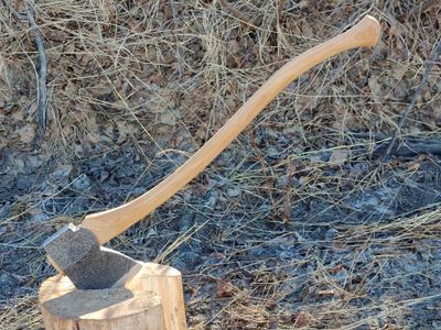 Hoffman Blacksmithing Farm Axe / 32" Curvy Oval Hickory Handle W/ Bulb End / 4.5 Lbs 4142 Chromium Molybdenum Alloy