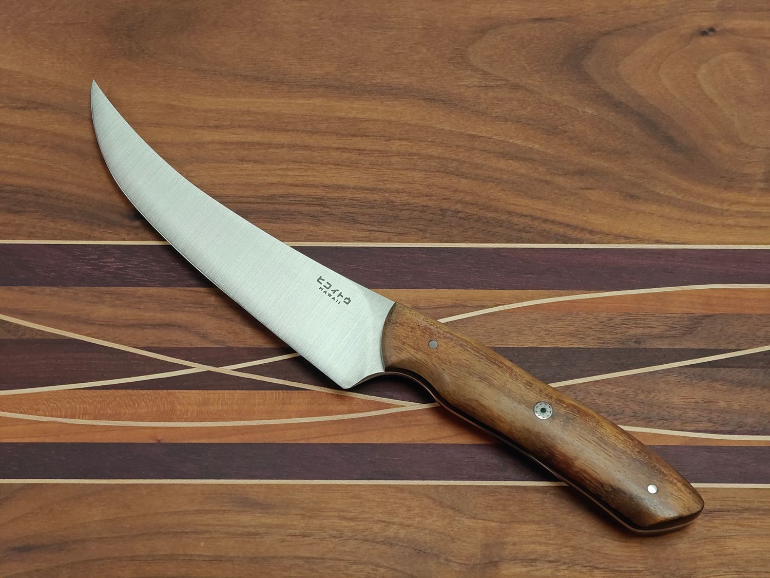 Hiko Ito Knives Eka Large 6.5" Fixed Blade / Mango Wood &amp; Black G10 Liner / Satin AEB-L / Leather Sheath