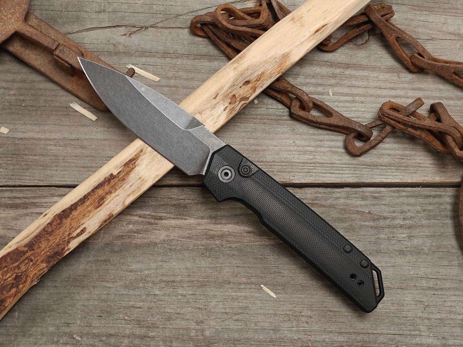 Kershaw Launch Iridium 3.5" Push Button Automatic / Black G10 / Black Stonewash CPM-MagnaCut