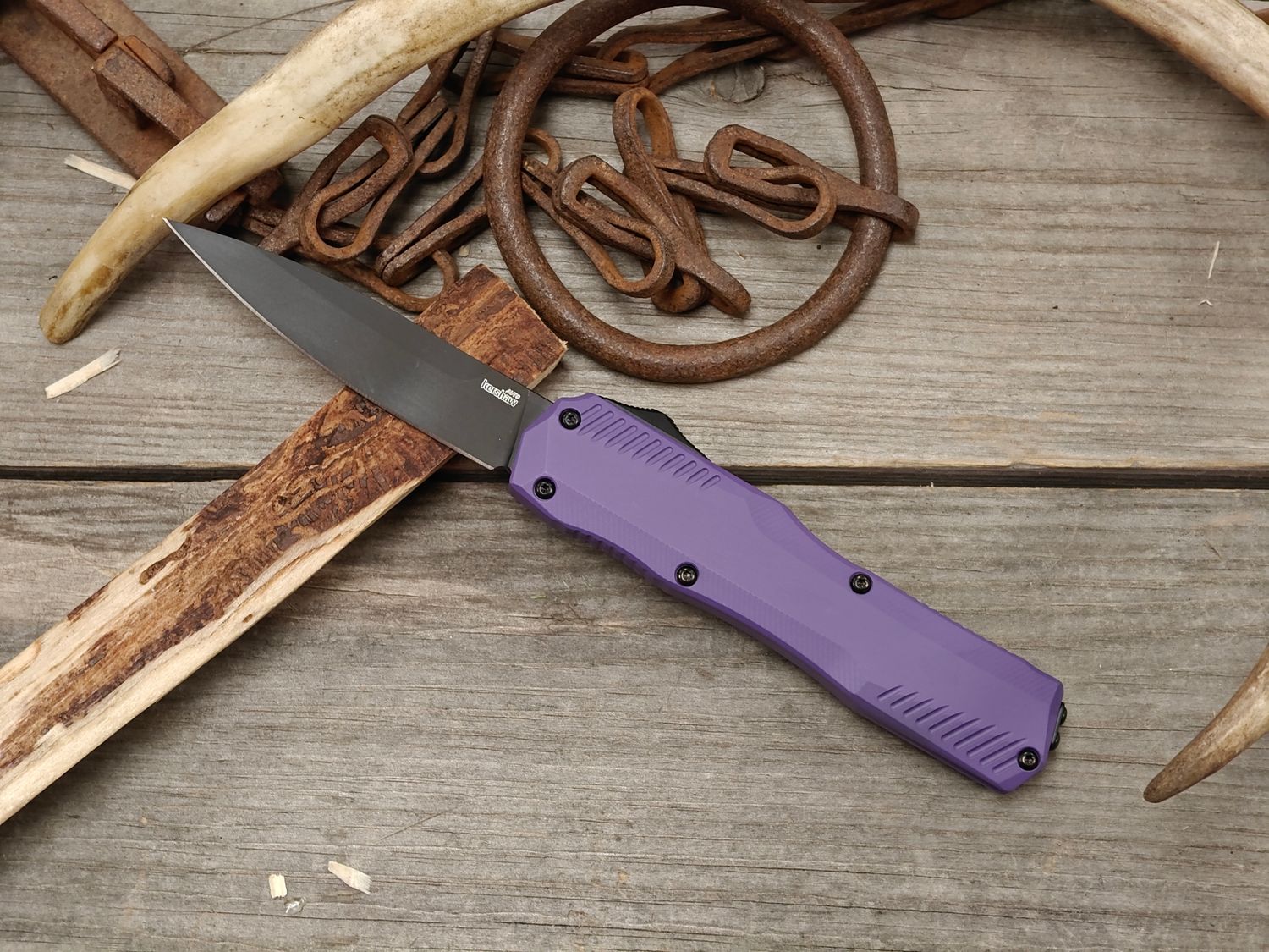 Kershaw Livewire 3.4" OTF Automatic / Purple Aluminum / Stonewash CPM-MagnaCut