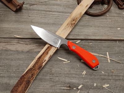 White River Knives Model 1 Pro 3" Fixed Blade Knife / Orange Textured G10 / Stonewashed CPM-MagnaCut