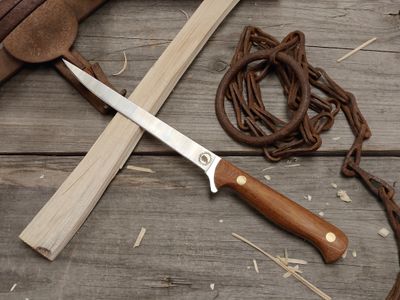 Great Northern Knives 6" Fillet Knife / Natural Micarta / Satin 14C28N / Leather Sheath