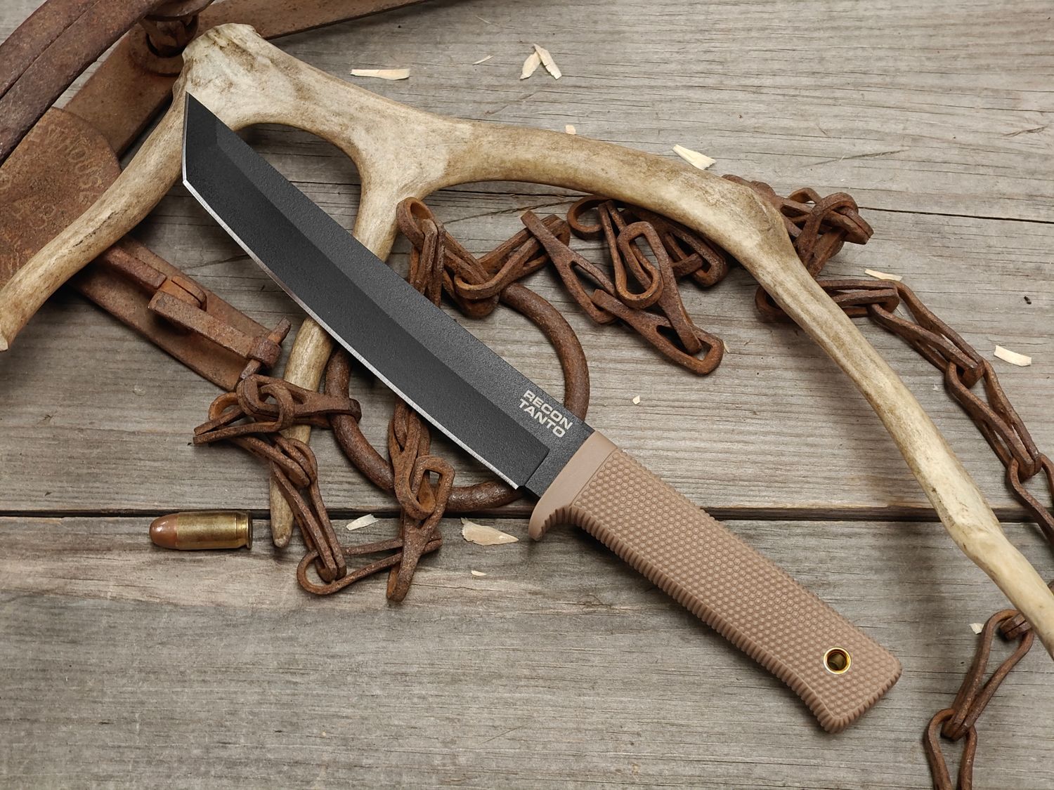 Cold Steel Recon Tanto 7" Fixed Blade / Coyote Tan Kray-Ex / Black Powder Coated SK5