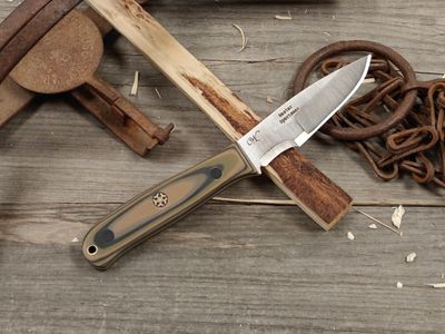 William Collins Master Sportsman 4.25" Fixed Blade / Camo Suretouch w/ Black Liners, Mosaic &amp; Black G10 Pins / Satin AEB-L