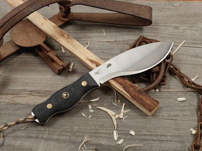 William Collins Alaskan Bush Tool Knife (AKBT) 6" Knife / Black Micarta w/ Black AK Pin / Satin Nitro-V / Black Leather Sheath