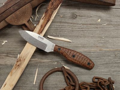 ESEE Canadian Belt 2.8" Fixed Blade / Burlap Natural Micarta / Stonewash CPM-MagnaCut