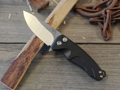 Medford (MKT) Smooth Criminal 3" Plunge Lock Flipper / Black Aluminum / Stonewashed S45VN (Pre-Owned)