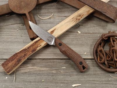 White River Axiom 3" Fixed Blade / Natural Burlap Micarta  / Stonewashed Magnacut