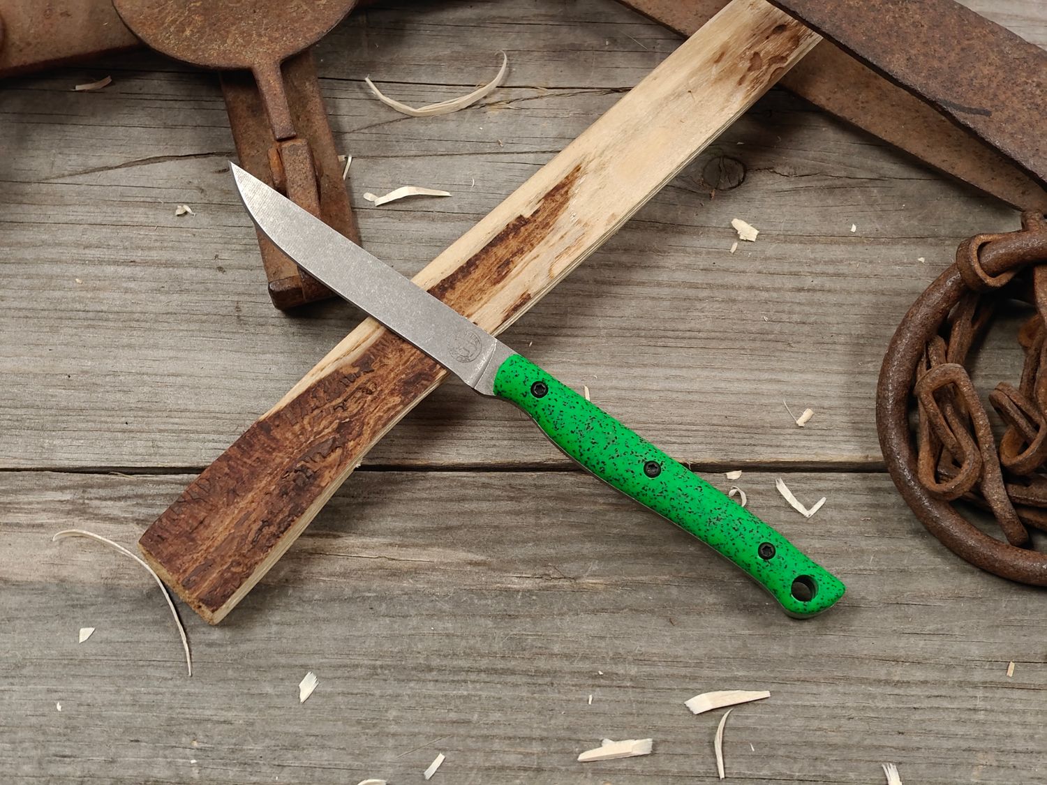 White River Knives Exodus 3 3" Fixed Blade / Fluorescent Green GripX / Stonewashed S35VN