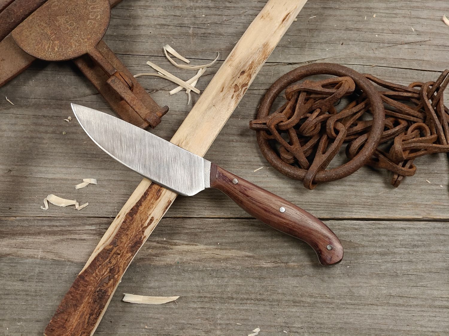 Mark Couch 3.75" Fixed Blade / Purpleheart / Satin CruForge