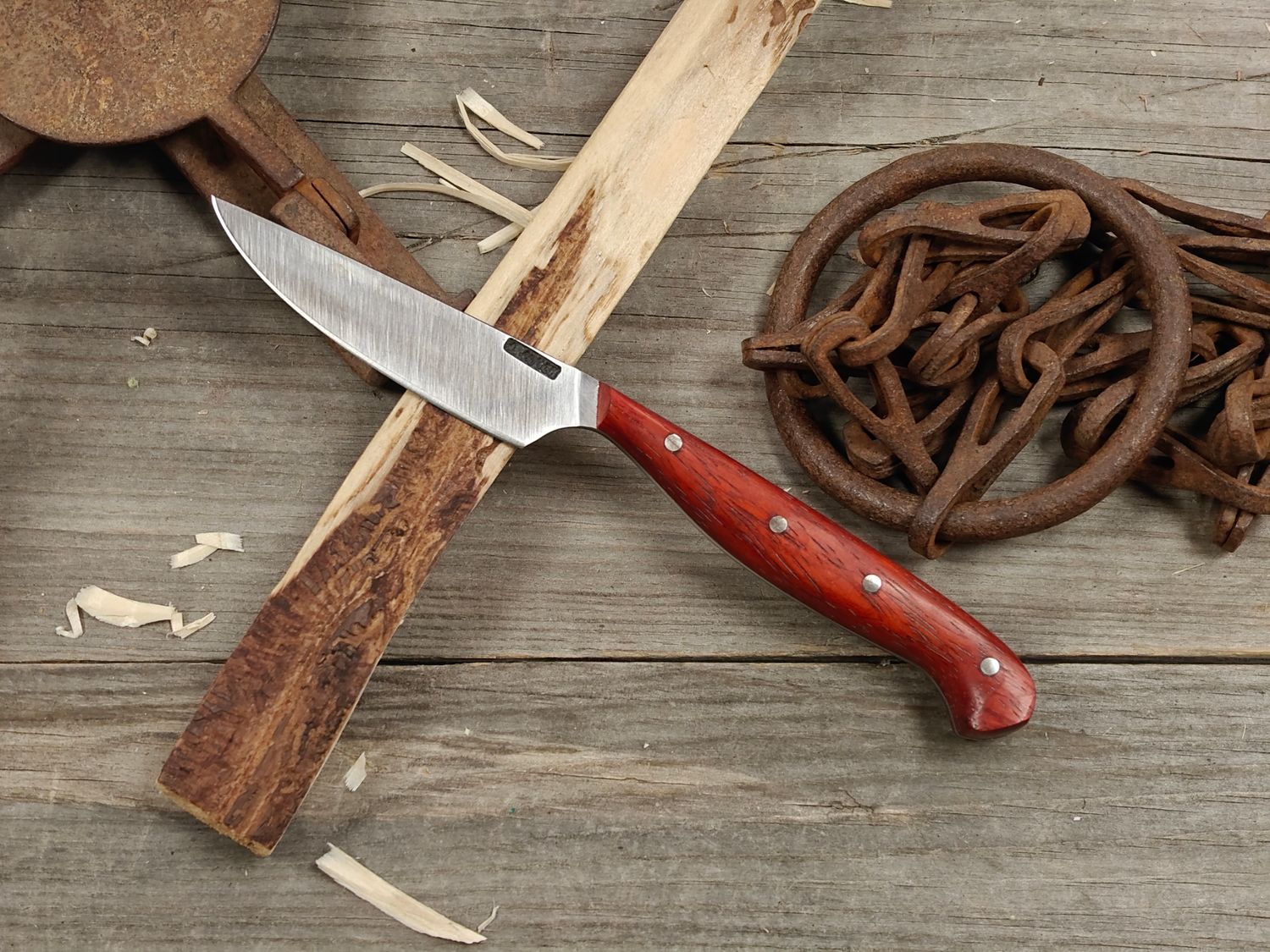 Mark Couch 3" Fixed Blade / Padauk / Satin CruForge