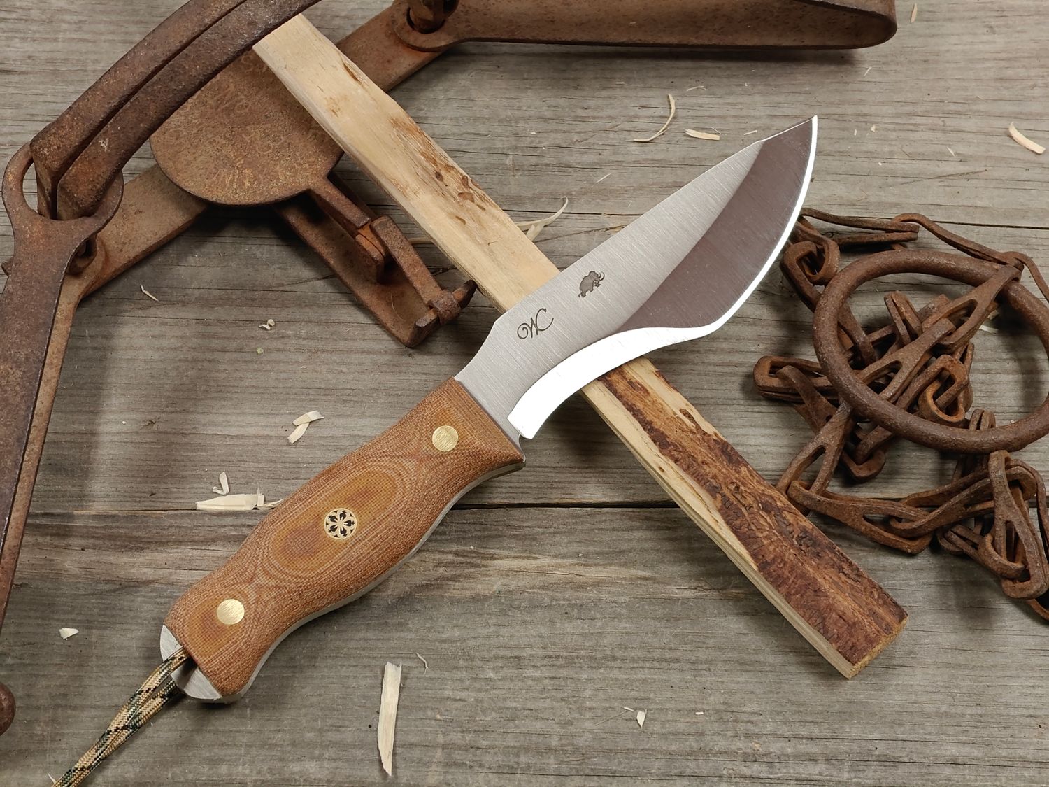 William Collins Alaska Survival Knife (AKSK) 6" Knife / Natural Micarta w/ Mosaic Pin / Satin AEB-L