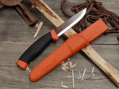 Mora Companion 4" Fixed Blade / Burnt Orange &amp; Black Rubber / Satin Stainless Steel