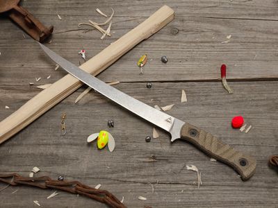 Alaska Blade Works Kenai Fillet 9" Fixed Blade / OD Green Micarta / StoneWash S45VN