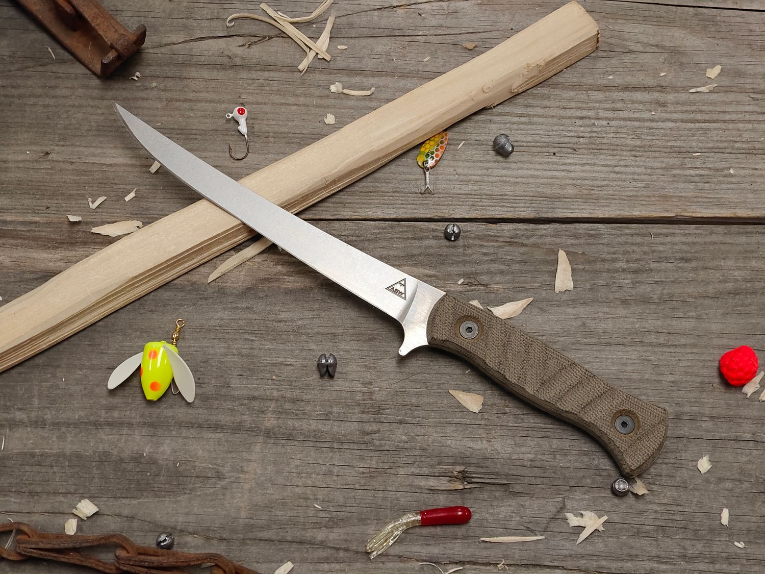 Alaska Blade Works Kenai Fillet 6" Fixed Blade / OD Green Micarta / StoneWash S45VN