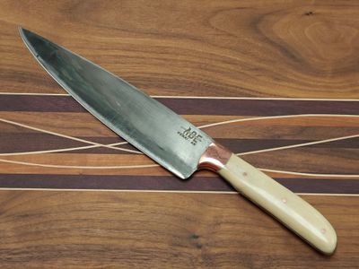 ABE Knives 9" Chef Knife / Moose Antler w/ Copper Bolster / San Mai 80crv2 &amp; 15n20