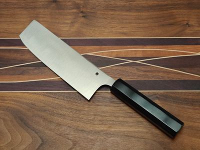 Spyderco Murray Carter Wakiita Nakiri 7" Cleaver Knife / Octagonal Black G10 / Satin CTS-BD1N