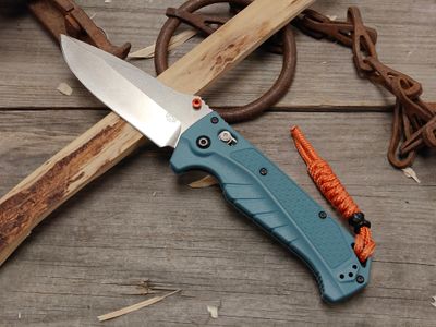 Benchmade Adira 3.9" AXIS Lock Folder / Blue Grivory / Stonewash CPM MagnaCut (Pre-Owned)