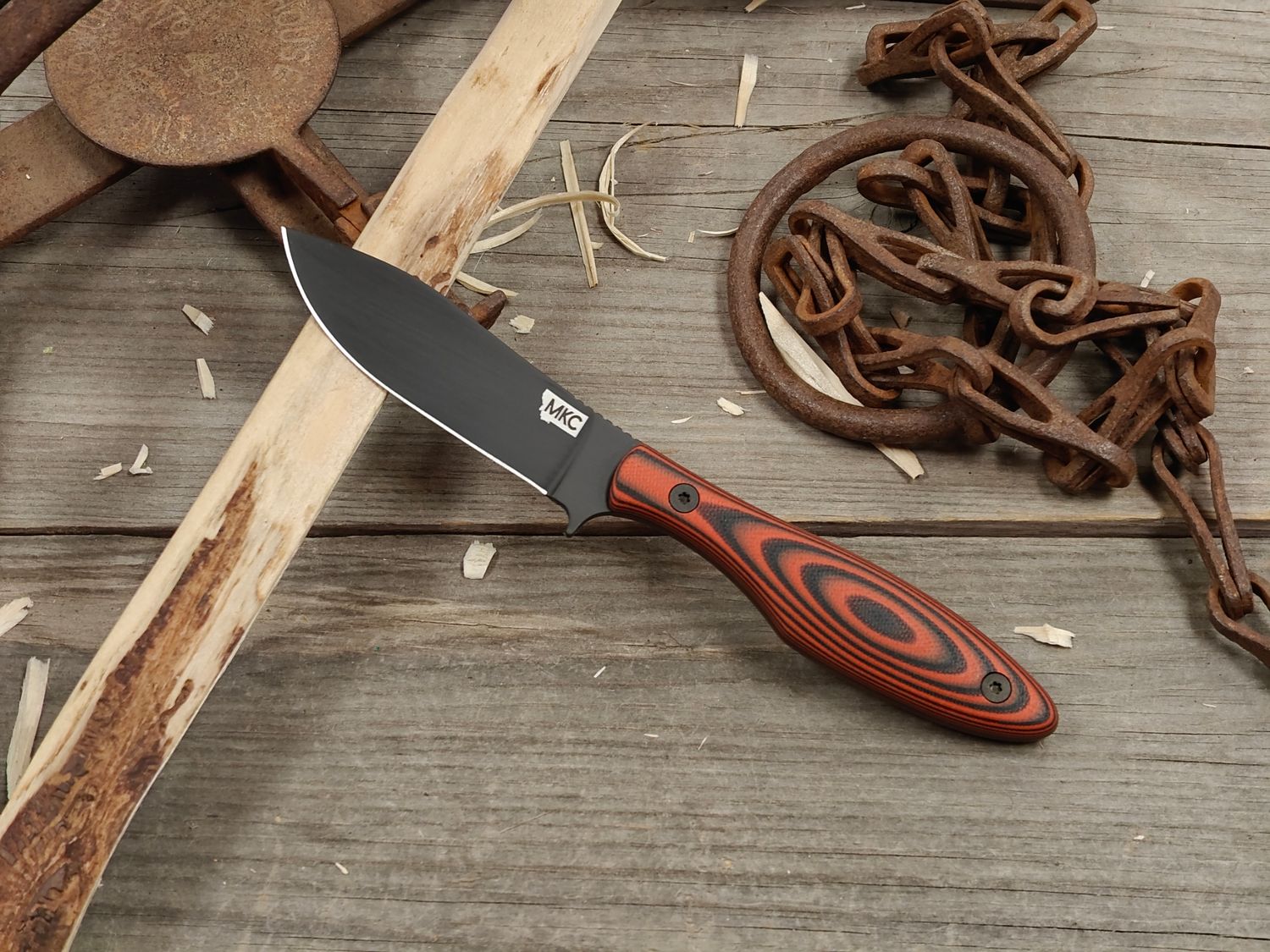 Montana Knife Co. Jackstone 3.25" Fixed Blade / Black &amp; Orange G10 / Black PVD MagnaCut