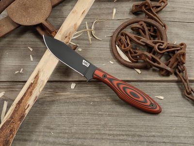 Montana Knife Co. Jackstone 3.25" Fixed Blade / Black &amp; Orange G10 / Black PVD MagnaCut