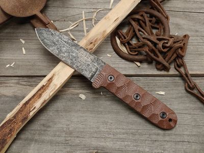 ESEE Camp Lore 4.1" Fixed Blade / Brown Micarta / Black StoneWash 1095