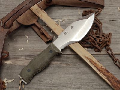 William Collins Pathfinder 5.75" Fixed Blade / Green Micarta w/ Black Liners &amp; Pins / Satin Nitro-V