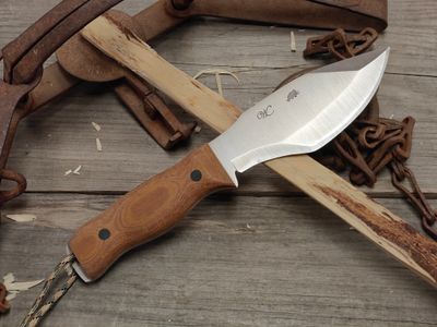 William Collins Pathfinder 5.75" Fixed Blade / Natural Micarta w/ Black Pins / Satin Nitro-V