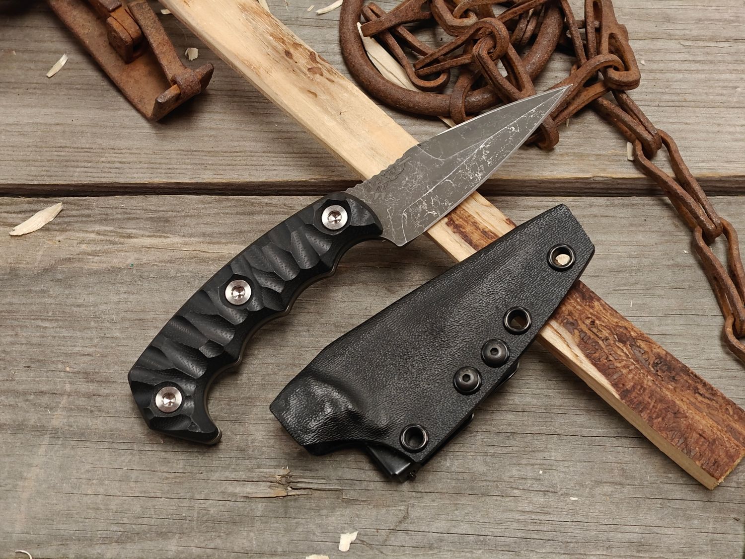 Half Face Blades Humint 3" Fixed Dagger / Black G-10 / Acid Washed S45VN (Pre-Owned)