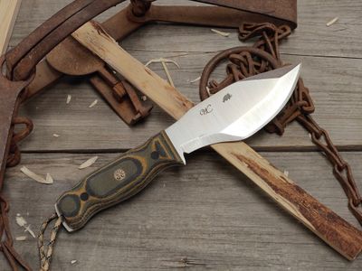 William Collins Pathfinder 5.75" Fixed Blade / Camo Micarta, Black Pins, Tree of Life Mosaic / Satin Nitro-V