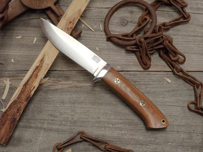 Bark River Knives Wilderness 5 5" Fixed Blade / Natural Micarta w/ Black Liners, &amp; Mosaic Pins / Satin CPM-Cruwear (Pre-Owned)