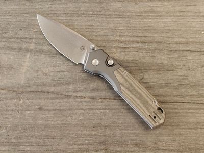 Vosteed Psyop 299 3" Top Liner Lock Folding / Green Norplex UlteX Micarta / Stonewash CPM-S35VN