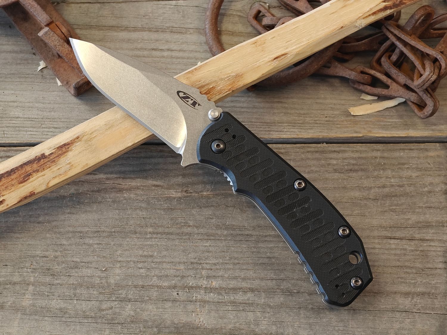 Zero Tolerance 0550 Hinderer 3.5" Frame Lock Folding / Black G10 &amp; Titanium / Stonewash CPM-S35VN (Pre-Owned)